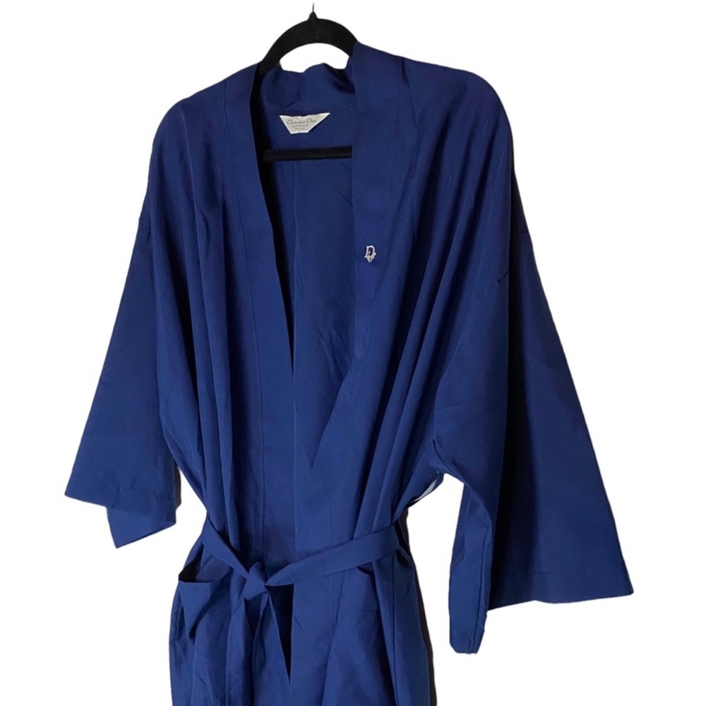 Christian Dior Monsieur Vintage Navy Blue Belted Robe One Size OSFM